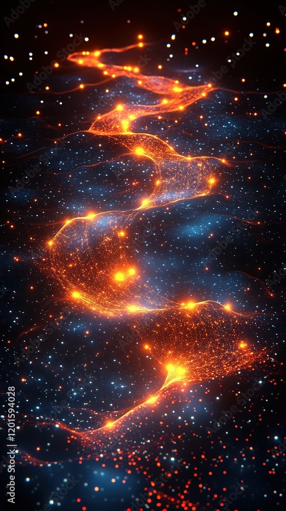 Fototapeta premium Abstract glowing energy stream, swirling lights.