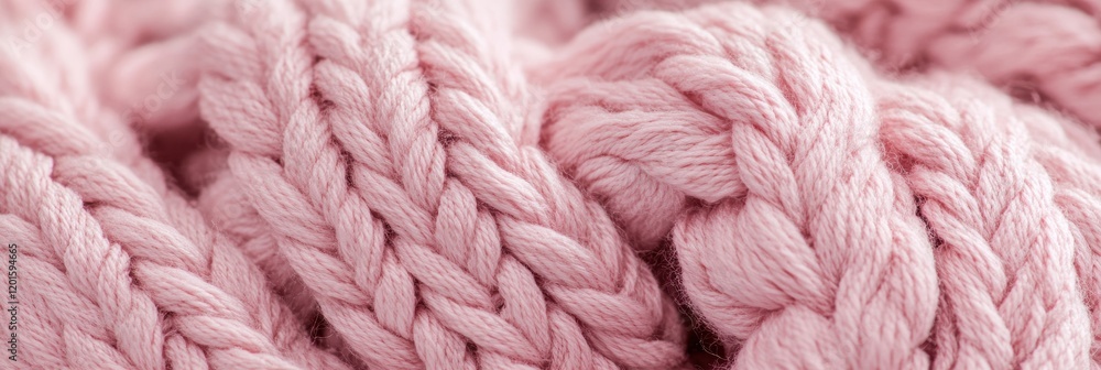 Close-up of soft pink knitted yarn texture for knitting and crafting Close-up of soft pink knitted yarn texture for knitting and crafting