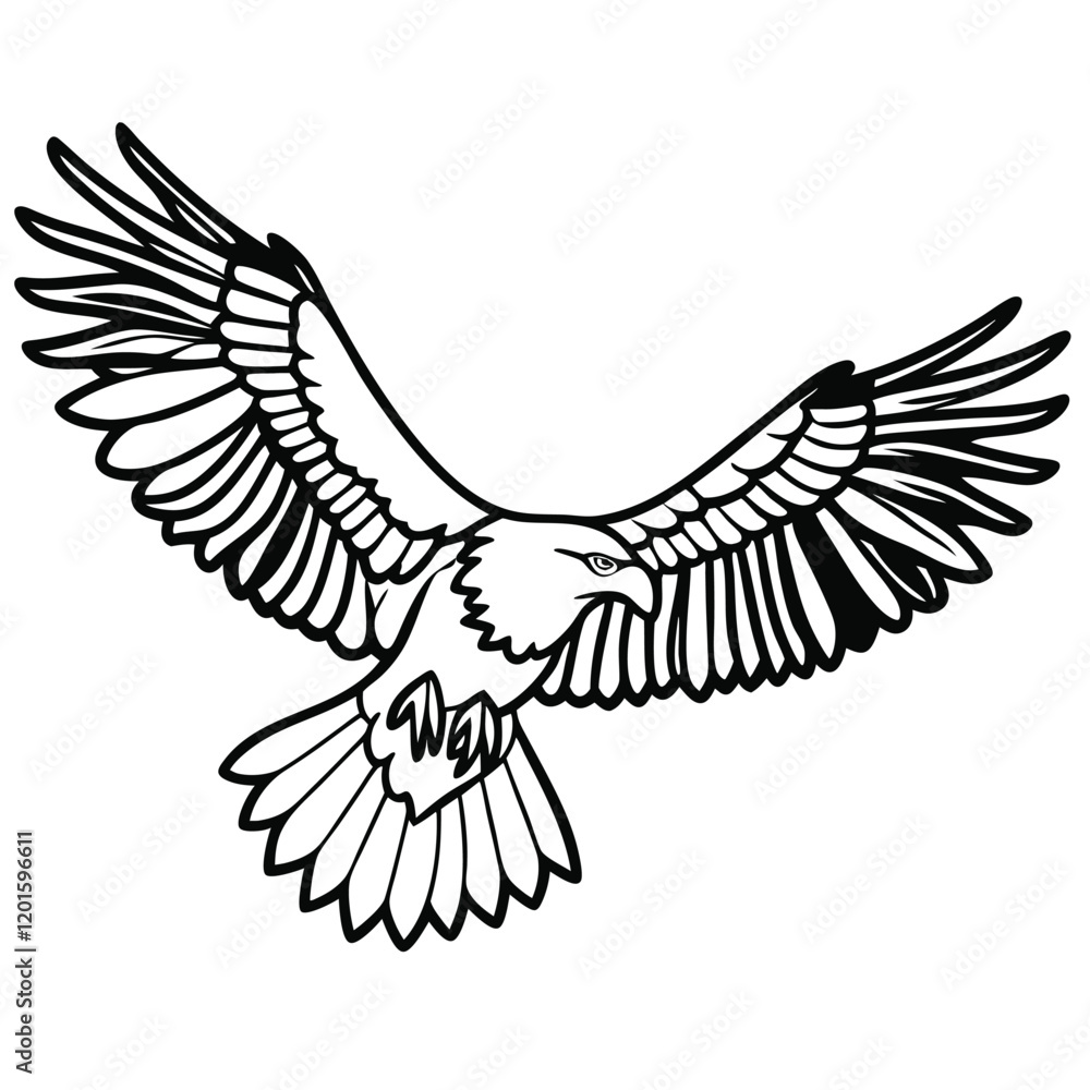 Naklejka premium Majestic Eagle Outline An eagle soaring through the sky, drawn with minimalist, continuous lines Adobe Illustrator Artwork