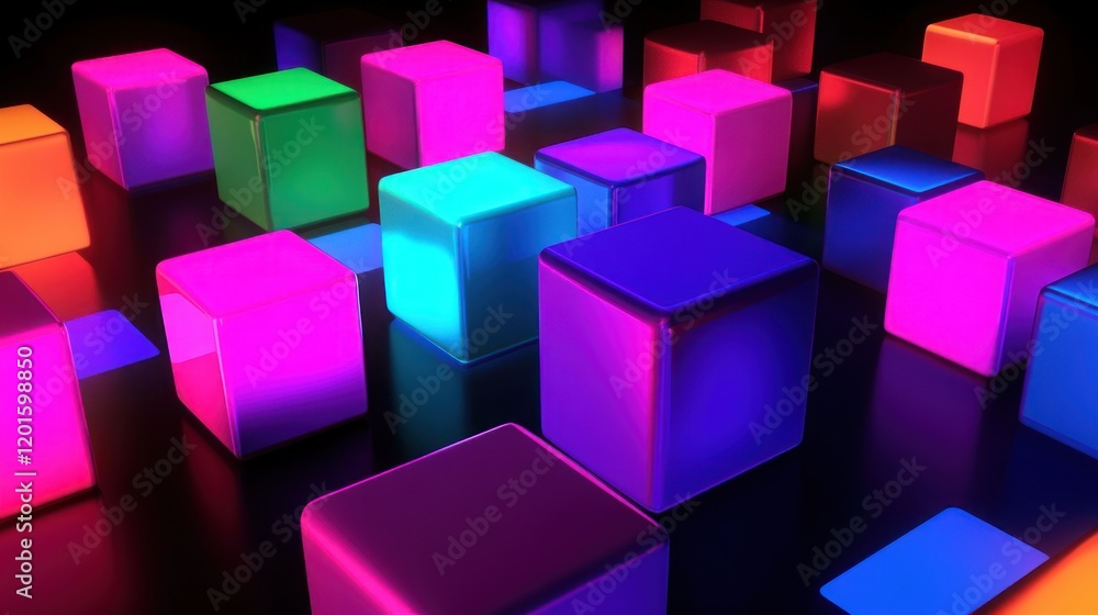 Neon Cubes Abstract Background Neon Cubes Abstract Background