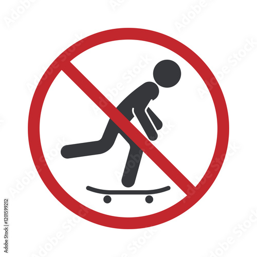 Isolated prohibition sign, do not skateboarding, skate board is mot allowed