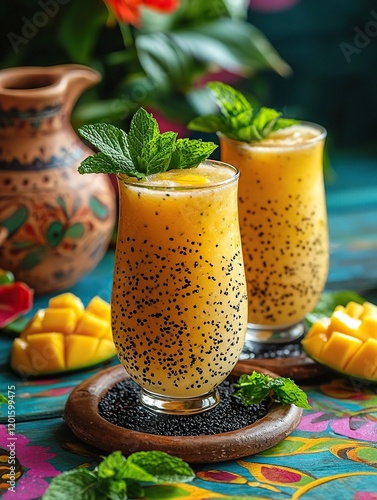 aam panna spritz with vibrant tones indian cocktail photo