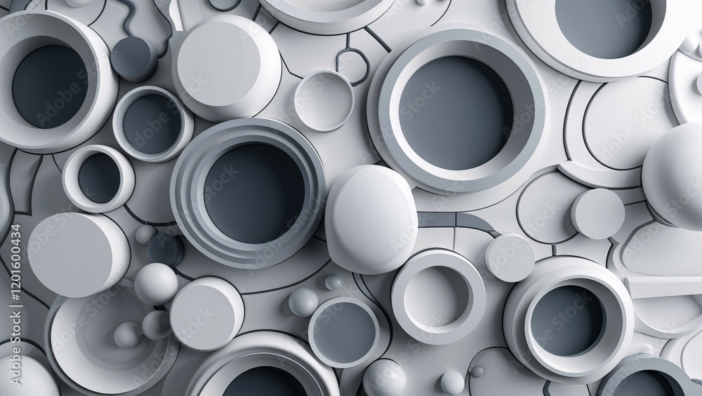 Gray metallic steel pipes stacked in a circular pattern, showcasing an industrial 3D design Gray metallic steel pipes stacked in a circular pattern, showcasing an industrial 3D design