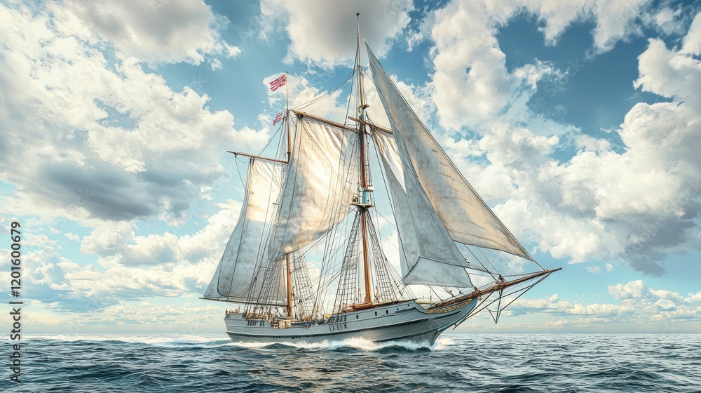 Majestic Sailboat Under a Cloudy Sky Majestic Sailboat Under a Cloudy Sky
