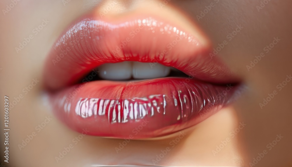 Luscious Lips:Close-up of full, glossy lips with a natural pink hue, subtly enhanced with a hint of shine, the image exudes sensuality and beauty. Luscious Lips:Close-up of full, glossy lips with a natural pink hue, subtly enhanced with a hint of shine, the image exudes sensuality and beauty.
