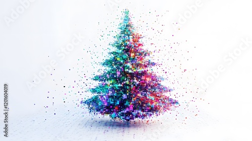 Pixelated Christmas Tree with Futuristic Elements