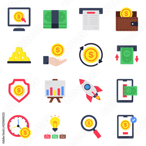 Pack of Finance Flat Icon