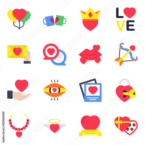 Set of Romance Flat Icons