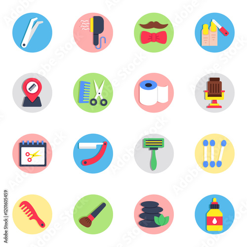 Set of Beauty Products Flat Icons