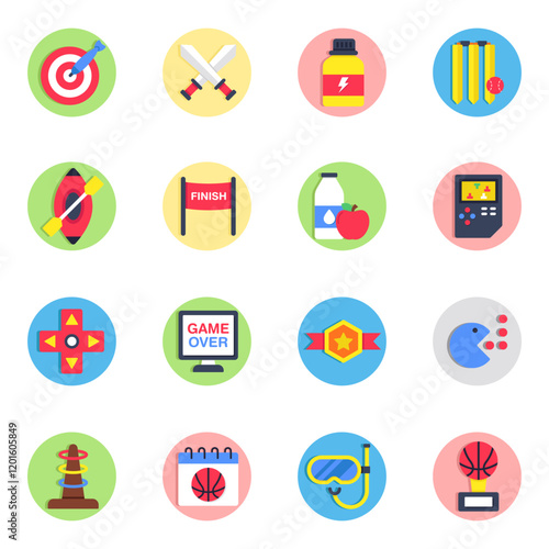 Set of Sports Tools Flat Icons