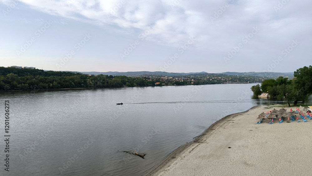 landscape by the Danube river in spring, in Novi Sad landscape by the Danube river in spring, in Novi Sad