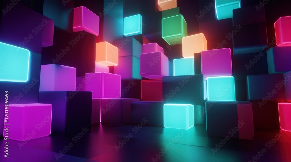 Abstract Neon Cubes Abstract Neon Cubes