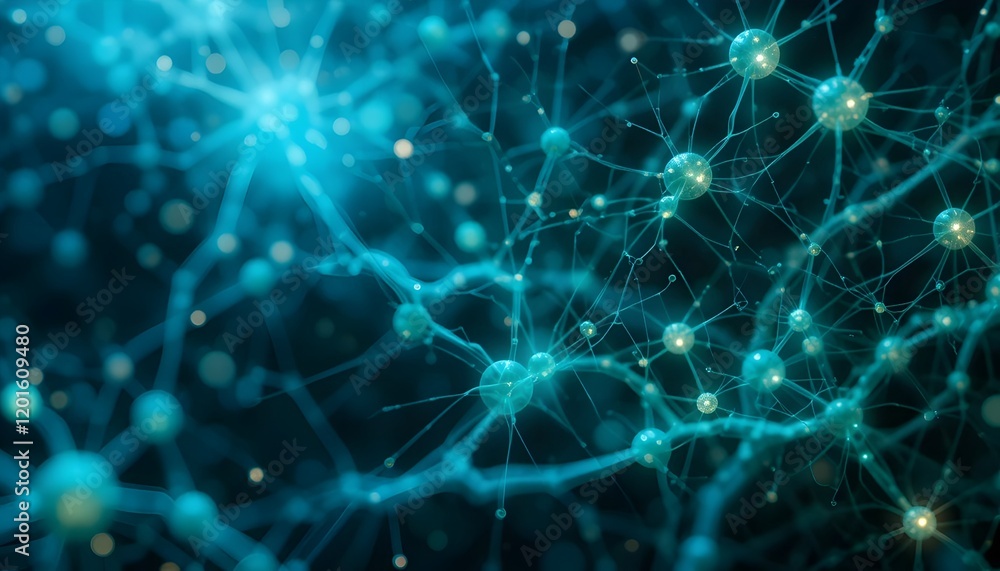 Abstract background with organic tech-inspired neural web structures and glowing dots for biotech branding and medical tech posters Abstract background with organic tech-inspired neural web structures and glowing dots for biotech branding and medical tech posters