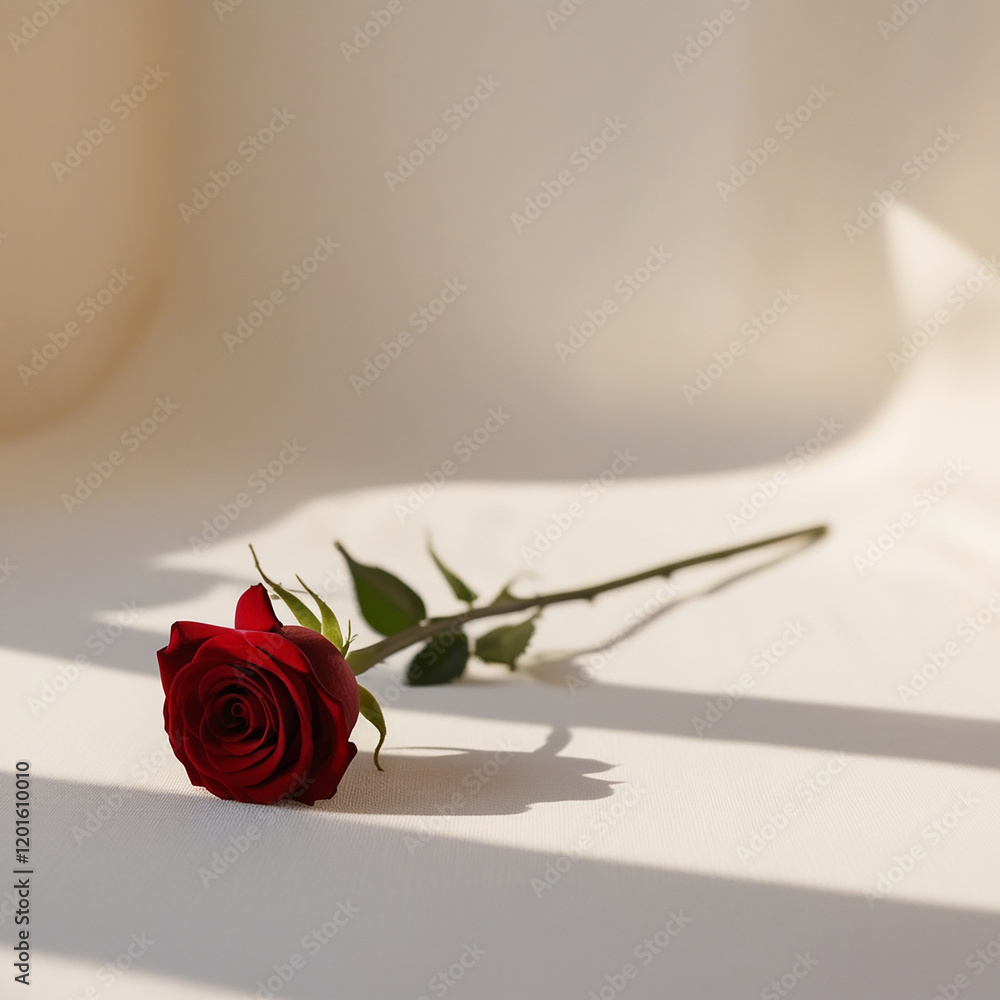 Fototapeta premium Beautiful red rose flower on background