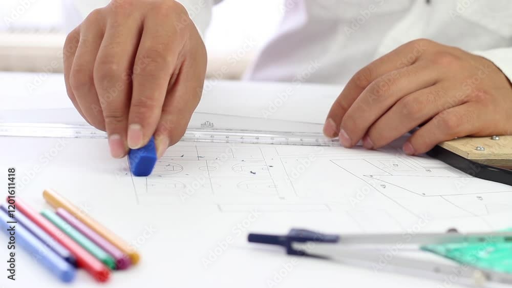 Architect erase project line with eraser Architect erase project line with eraser