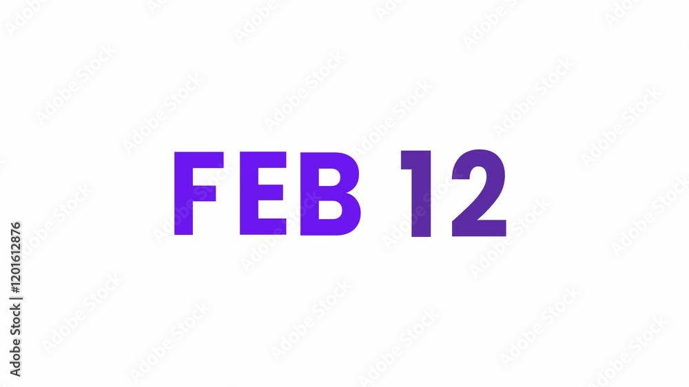 12th February calendar icon animation. Alpha matte with transparent background 4K resolution. 12th February calendar icon animation. Alpha matte with transparent background 4K resolution.