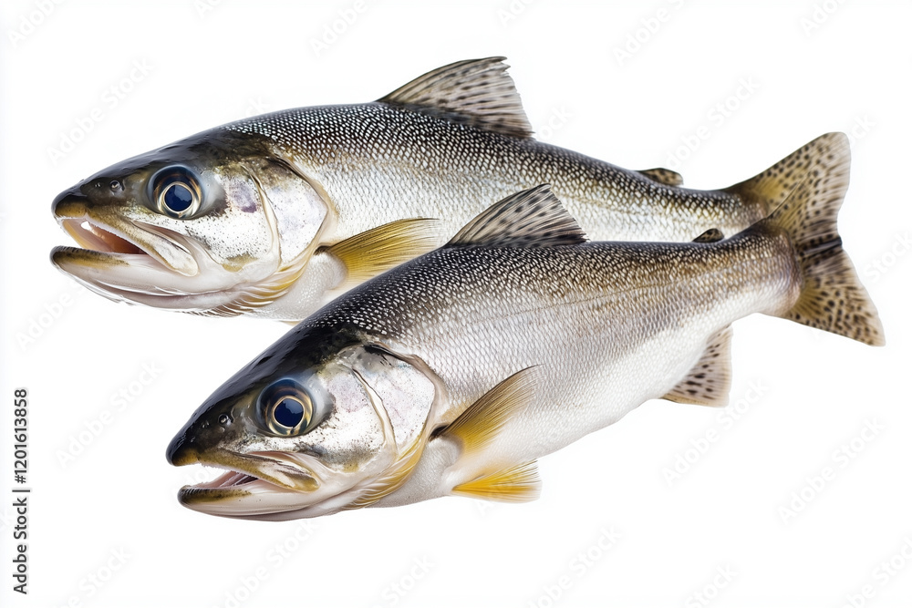 Trout fishes isolated on a white background Trout fishes isolated on a white background