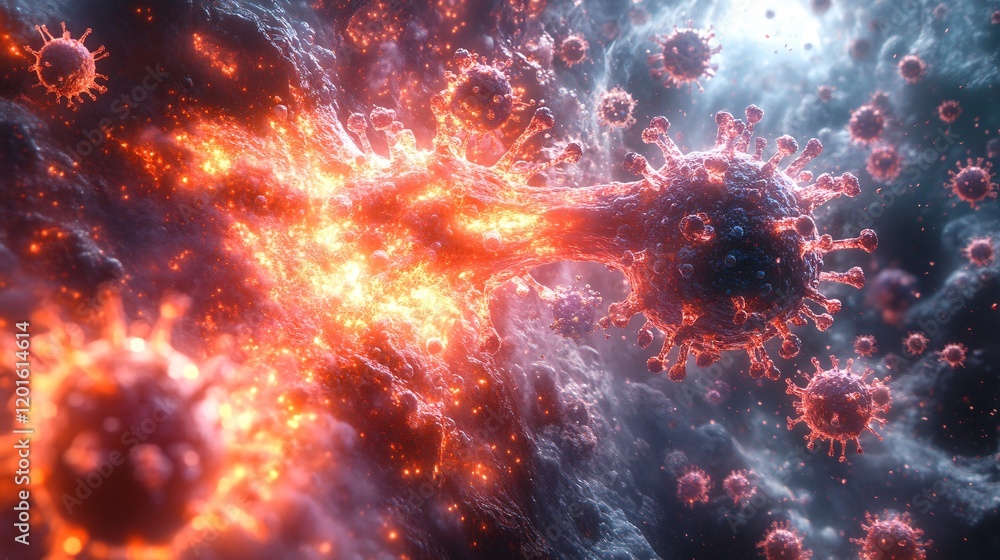 Fototapeta premium Metaphorical Depiction of Lungs as Battlefield