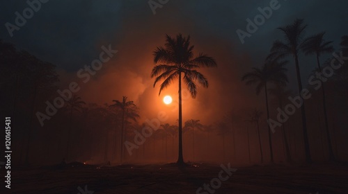 Raging Fire in Maribou Forest at Night photo