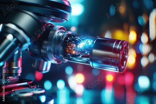 a microscope focused on a glass slide containing a fascinating specimen, highlighting clarity and precision