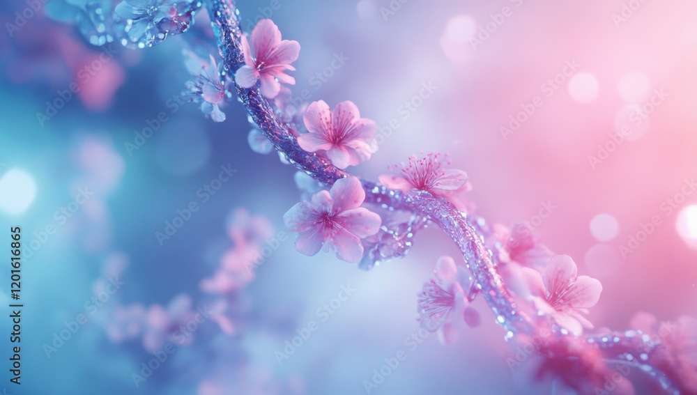 A close-up of the DNA double helix with floral patterns.
A close-up of the DNA double helix with floral patterns.