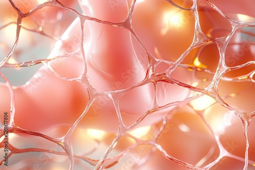 intricate tissue structure under a microscope lens, simple props to enhance detail, subtle background