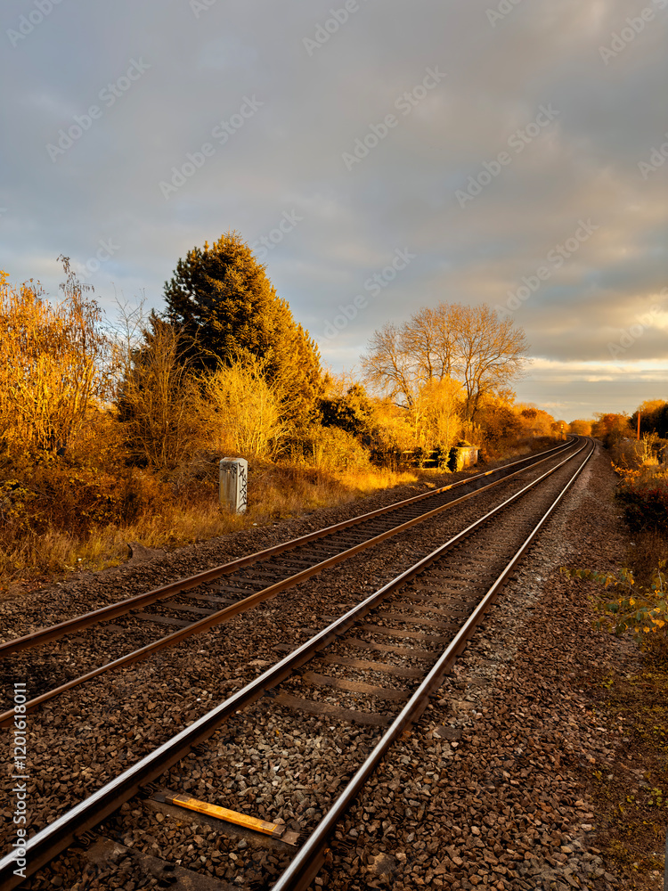 Fototapeta premium British Railways rural tracks Midlands England UK.