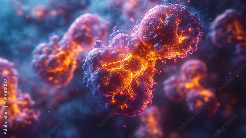 Artistic Depiction of Viruses Infiltrating Cells Artistic Depiction of Viruses Infiltrating Cells