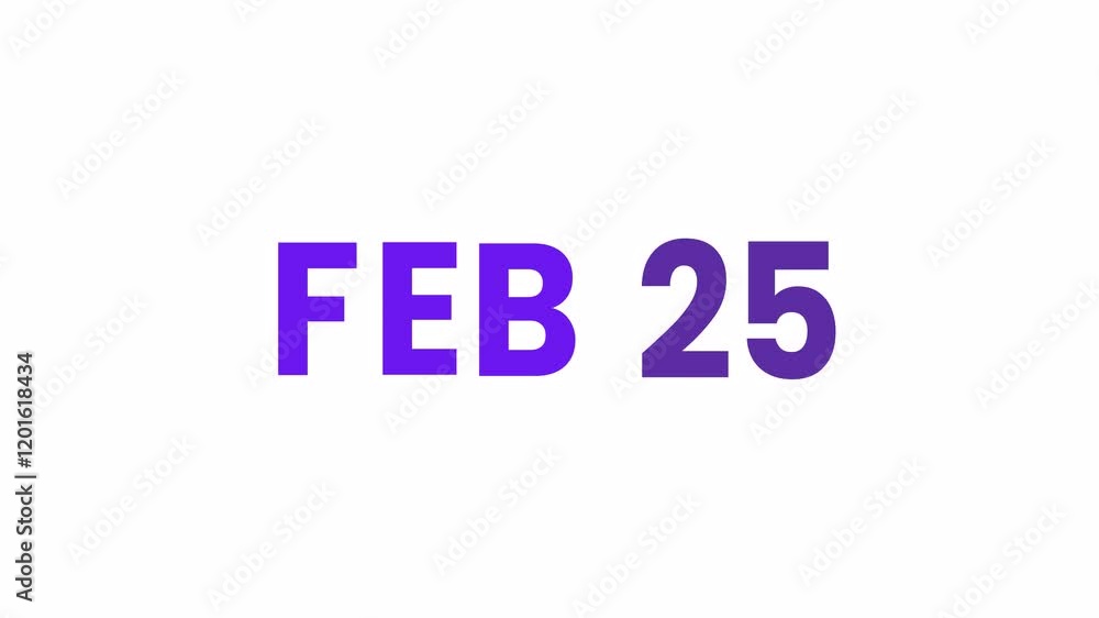 25th February calendar icon animation. Alpha matte with transparent background 4K resolution. 25th February calendar icon animation. Alpha matte with transparent background 4K resolution.