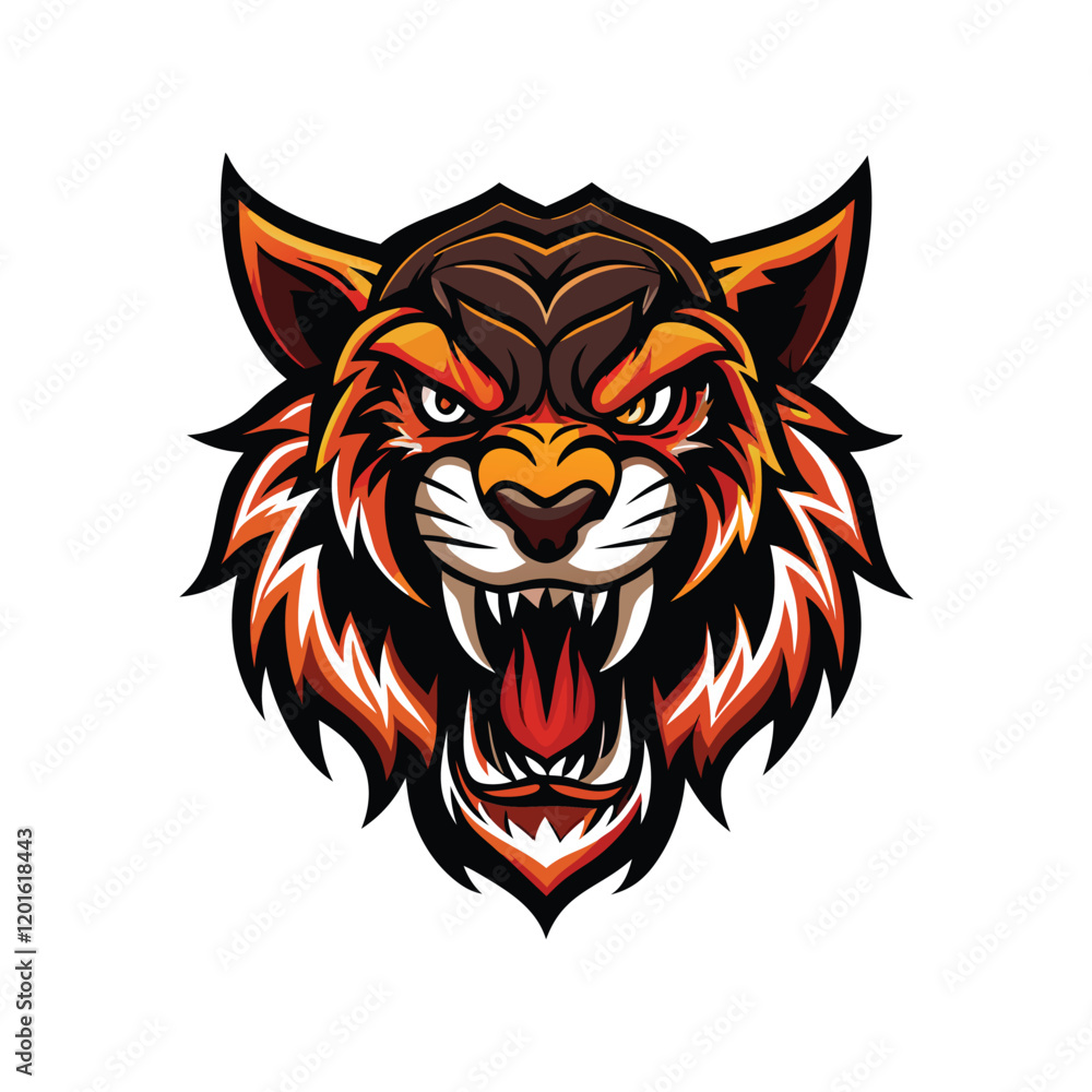 Design a bold and dynamic sports team logo featuring a fierce animal mascot with a powerful stance. Design a bold and dynamic sports team logo featuring a fierce animal mascot with a powerful stance.