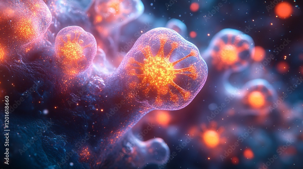 Artistic Visualization of Alveoli Filled with Particles Artistic Visualization of Alveoli Filled with Particles