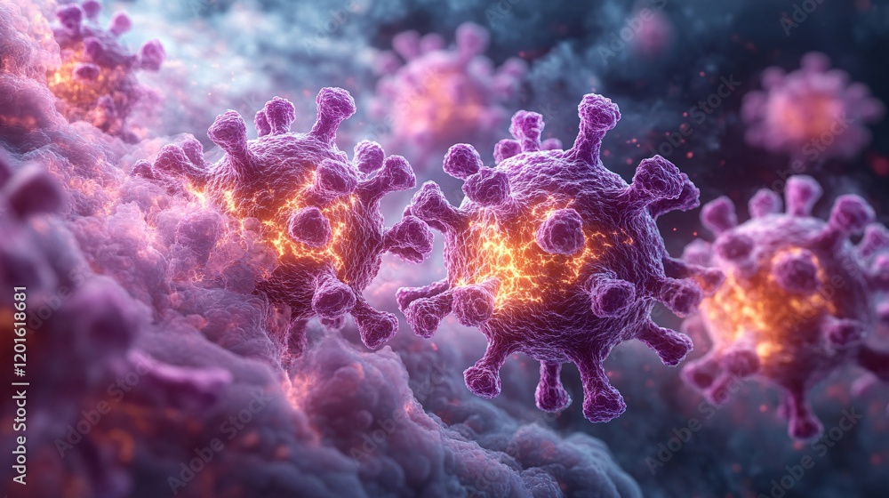 Artistic Visualization of Alveoli Filled With Particles Artistic Visualization of Alveoli Filled With Particles