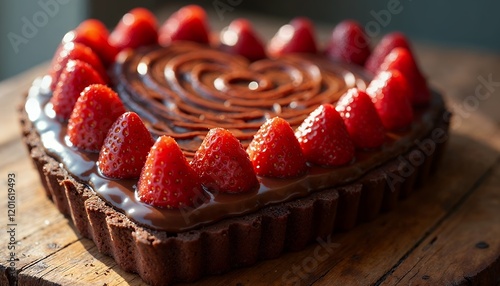 Delicious Chocolate Tart with Fresh Strawberries photo