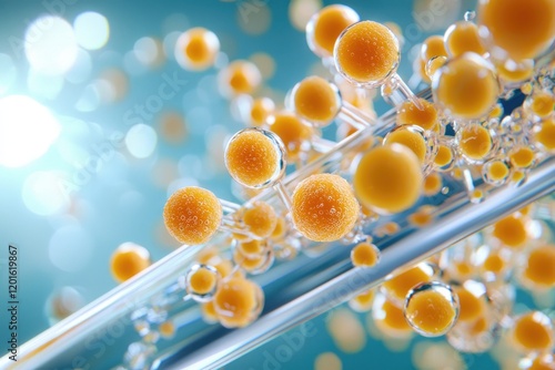 microscope examining vibrant bacteria colonies on a glass slide, editorial style, neutral background