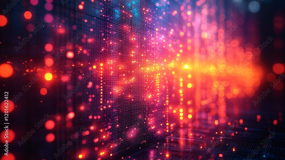 Fototapeta premium Colorful Reflections on a Data Screen Surface