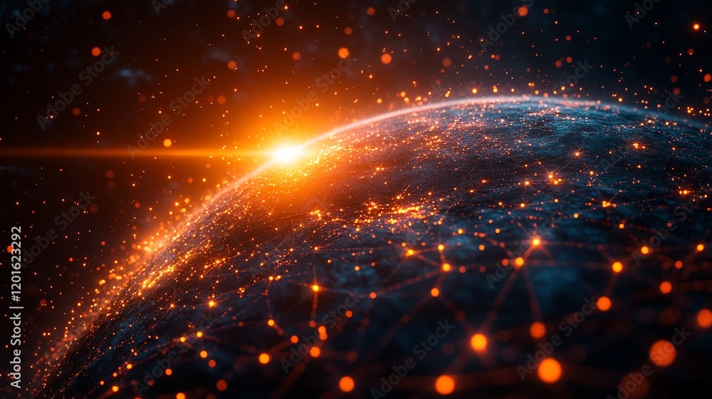 Obraz premium Global Network Connection Shining Bright.