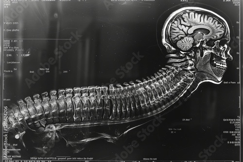 X ray of thoracolumbar spine in right bending position for detailed scoliosis evaluation photo