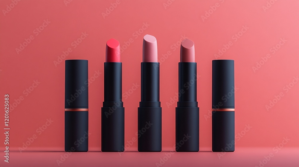 Obraz premium Luxury Crystal Themed Lipstick Display on Pink Background