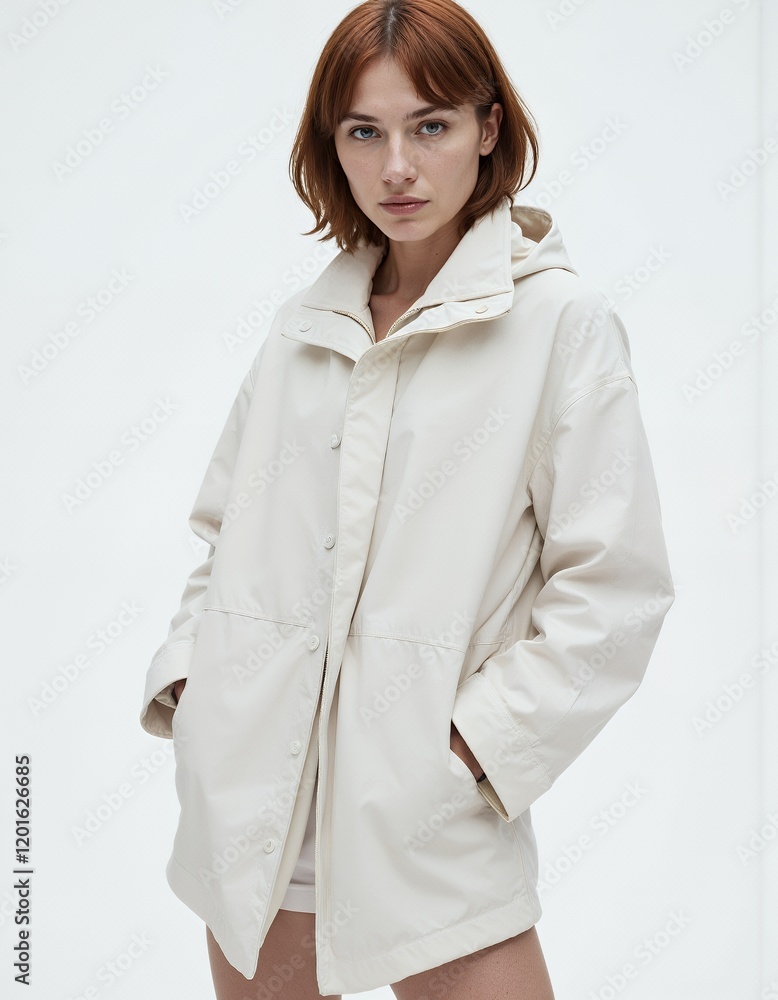 Cream Hooded Jacket Womens Oversized Casual Spring Coat Cream Hooded Jacket Womens Oversized Casual Spring Coat