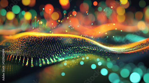A visualization of the Heisenberg uncertainty principle, showing particles blurred in both position and momentum, glowing with energy waves, symbolizing the fundamental limits of quantum measurement.
