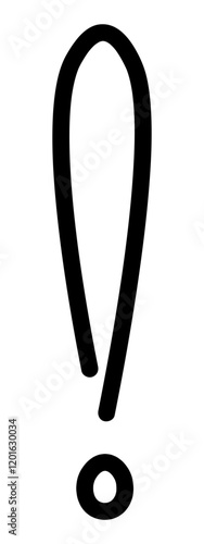 Exclamation mark. Sketch. Hand drawn black punctuation mark. Vector illustration. Outline on isolated white background. Punctuation mark from stick and dot. Doodle style. Idea for web design.