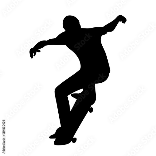 man jumping on skateboard black silhouette vector