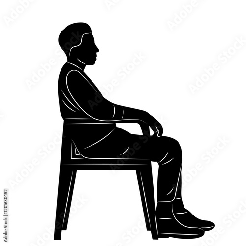 man sitting on chair black silhouette vector