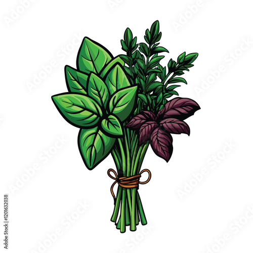 realistic-vector-of-a-bundle-of-fresh-herbs-like-b.eps