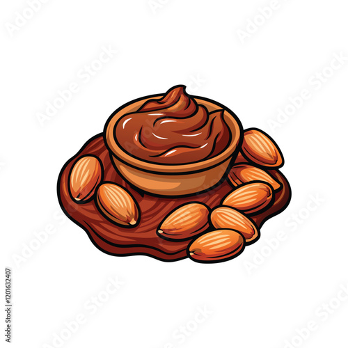 Create a realistic vector illustration of a handful of almonds and hazelnuts.  The nuts should be arranged in a visually appealing and natural way.