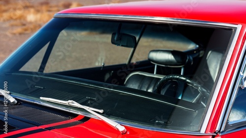 Windshield on a red car