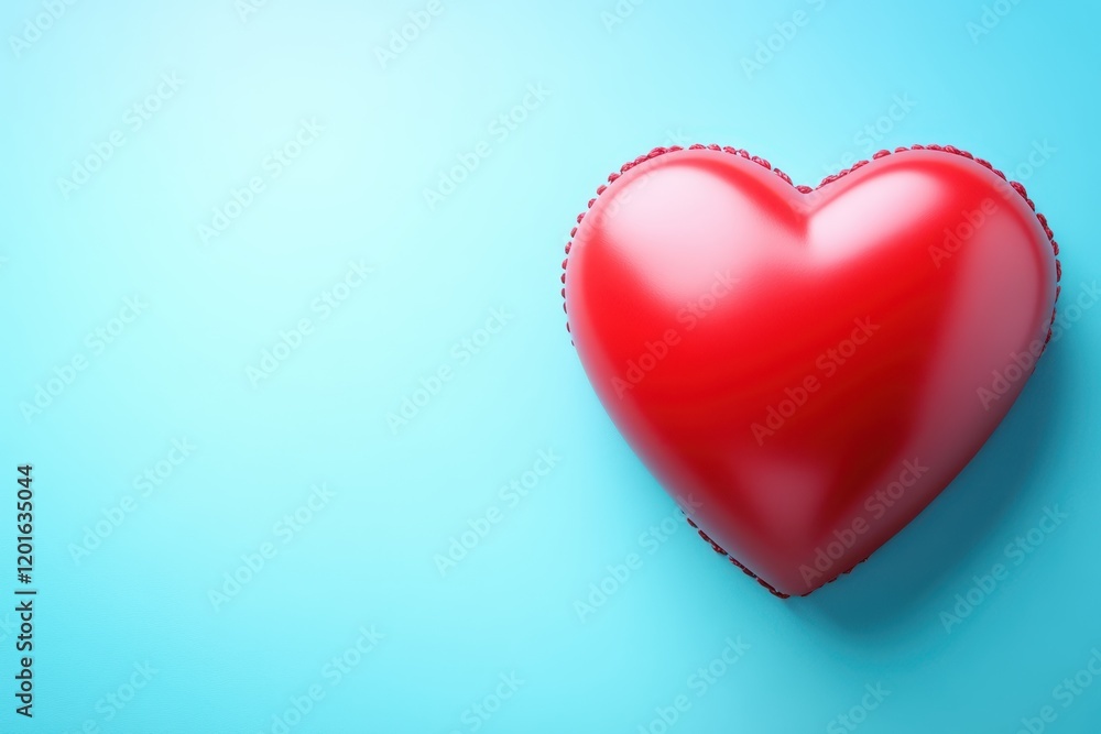 A vibrant red heart-shaped balloon floats gracefully against a serene blue backdrop, embodying the spirit of love and romance on Valentine's Day. A vibrant red heart-shaped balloon floats gracefully against a serene blue backdrop, embodying the spirit of love and romance on Valentine's Day.
