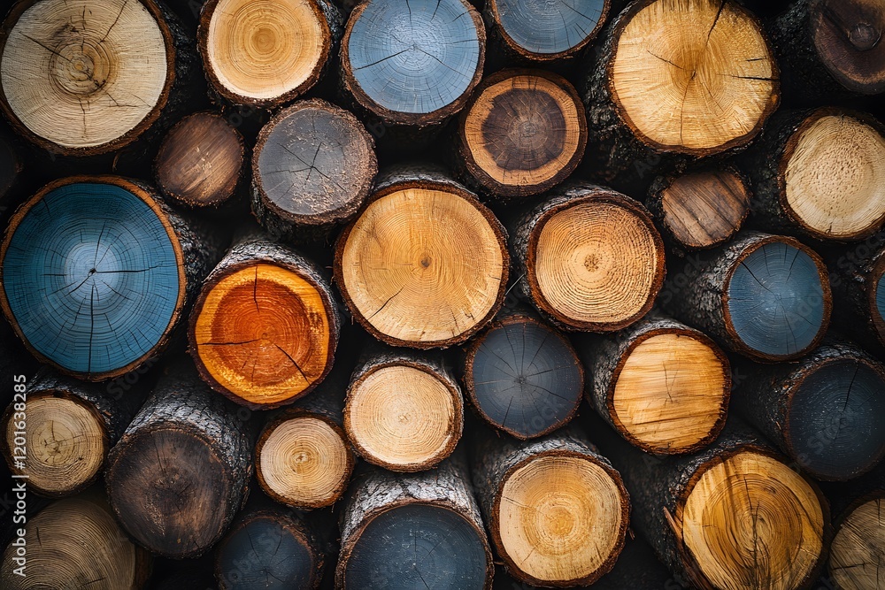 Fototapeta premium Rustic Wood Log Stack Background for Home Decor and Design Projects