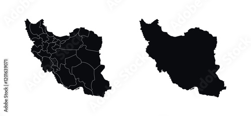 
Iran Map vector icon. Map of Iran Black Silhouette.