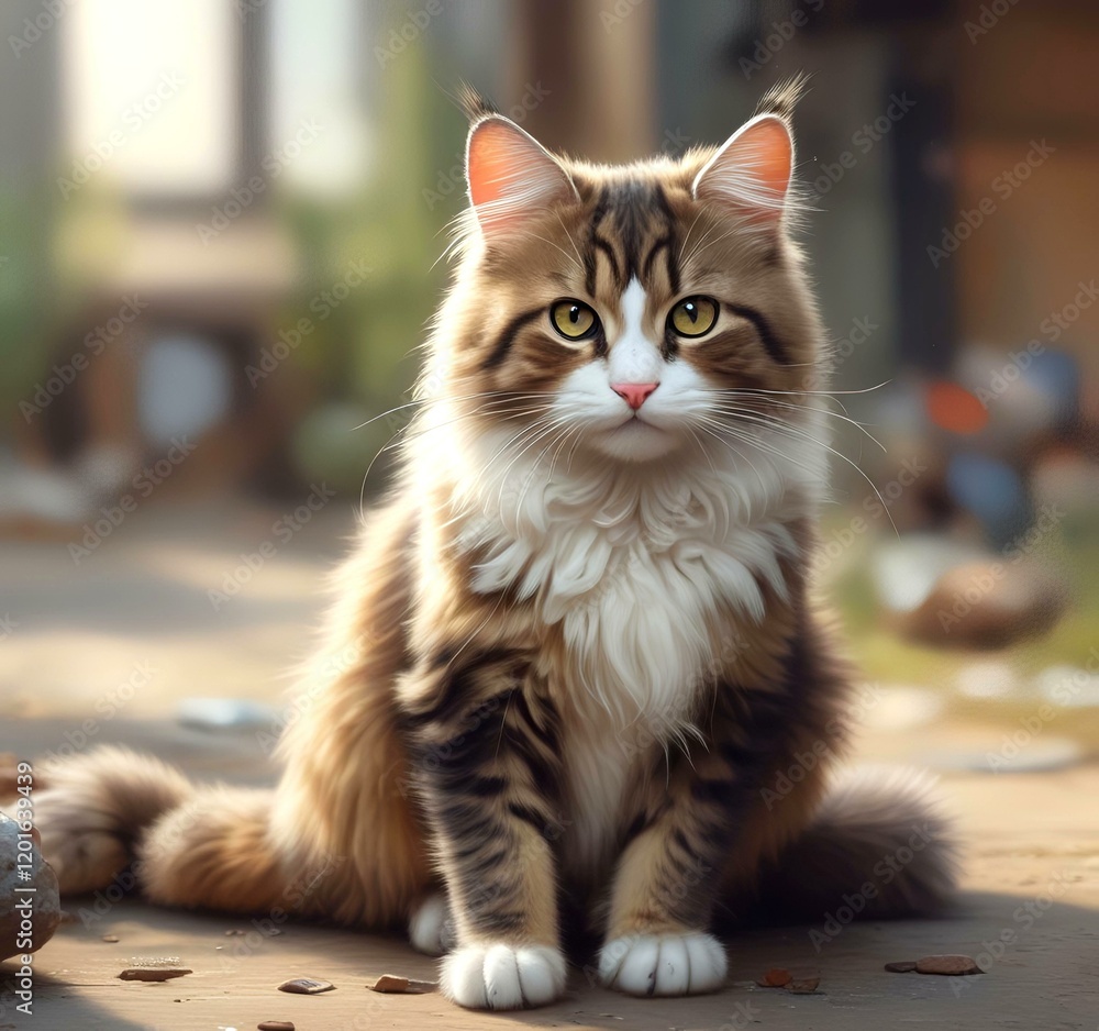 Illustration of fluffy cat. Illustration of fluffy cat.